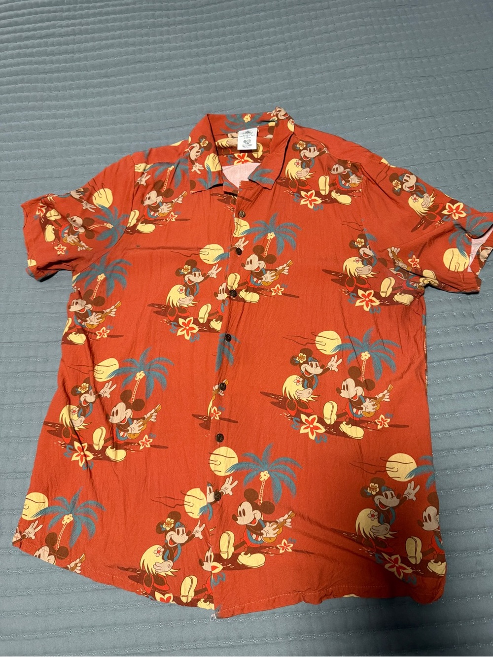 Disney Men's Tropical Mickey Mouse Button-Down Shirt